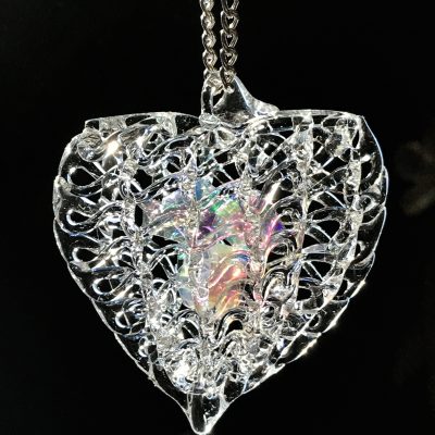 Spun Glass Illuminated Hearts Of Glass Necklace
